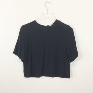 Leith Black Short Sleeve Crop Top XS
